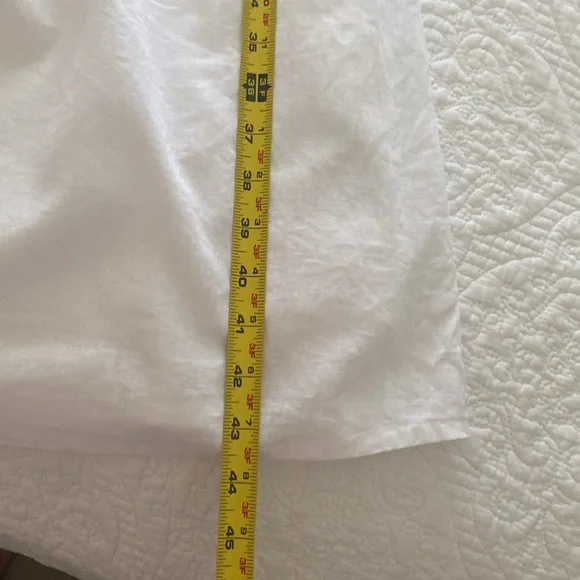 H&M white linen blend button front dress with back smocking for easy fit - Picture 8 of 10